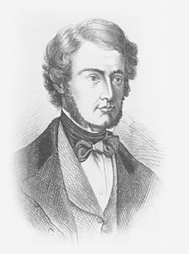 A drawn portrait of Sir William Brooke O'Shaughnessy, the founder of medical cannabis research at Coffeeshop Guru