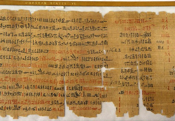 The original Papyrus scroll from the collection of Chester Beatty VI, mentioning cannabis as a medicine for colon cancer, among others. Coffeeshop Guru